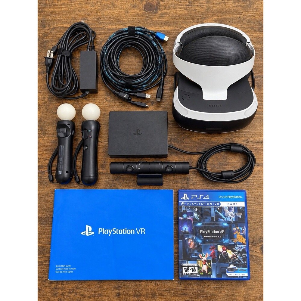 PS4 PS5 VR V2 Bundle - Headset + Move Controllers + All Connection Cables VGC
